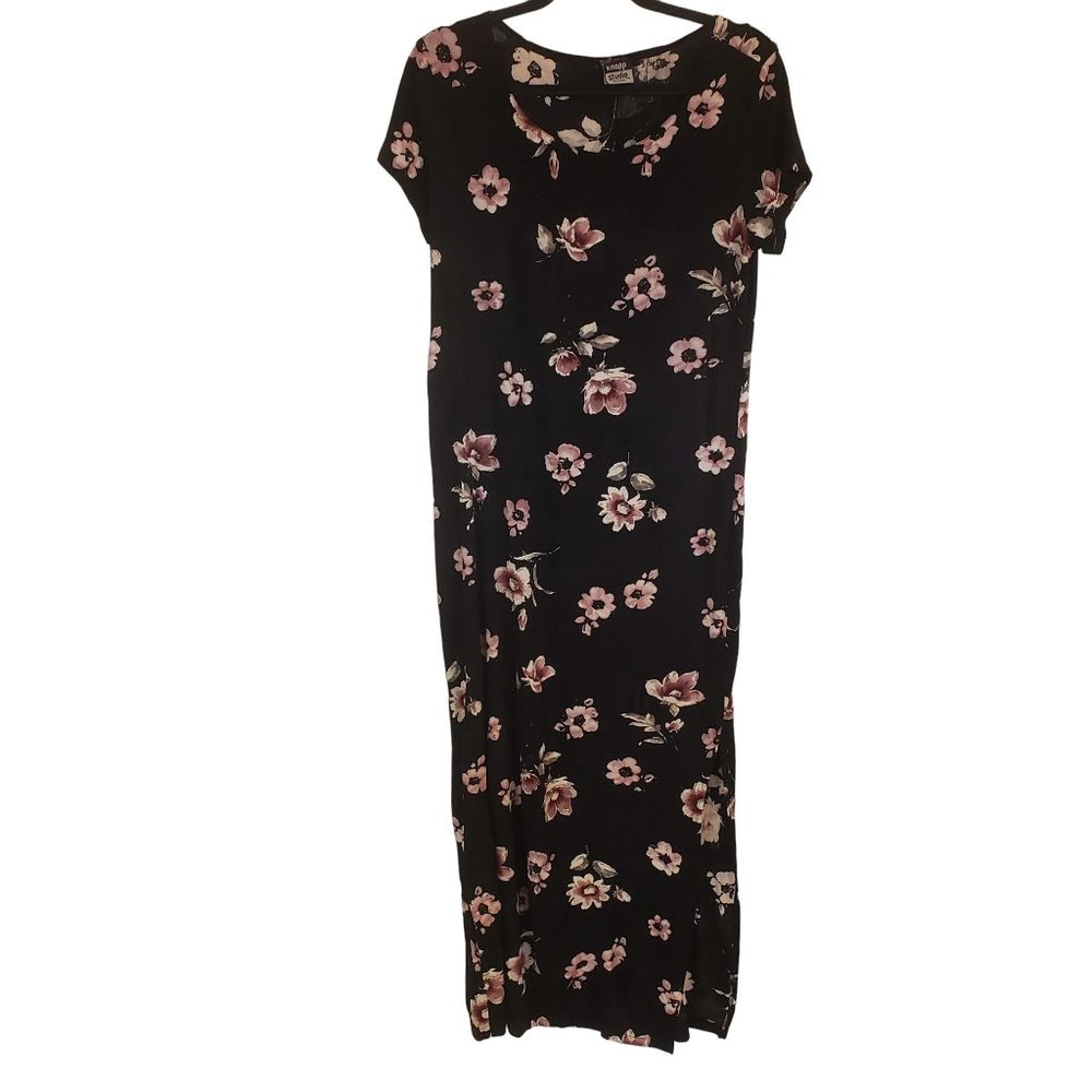 KNAPP Studio 90's dress size Medium vintage‎ stretch floral black side slit